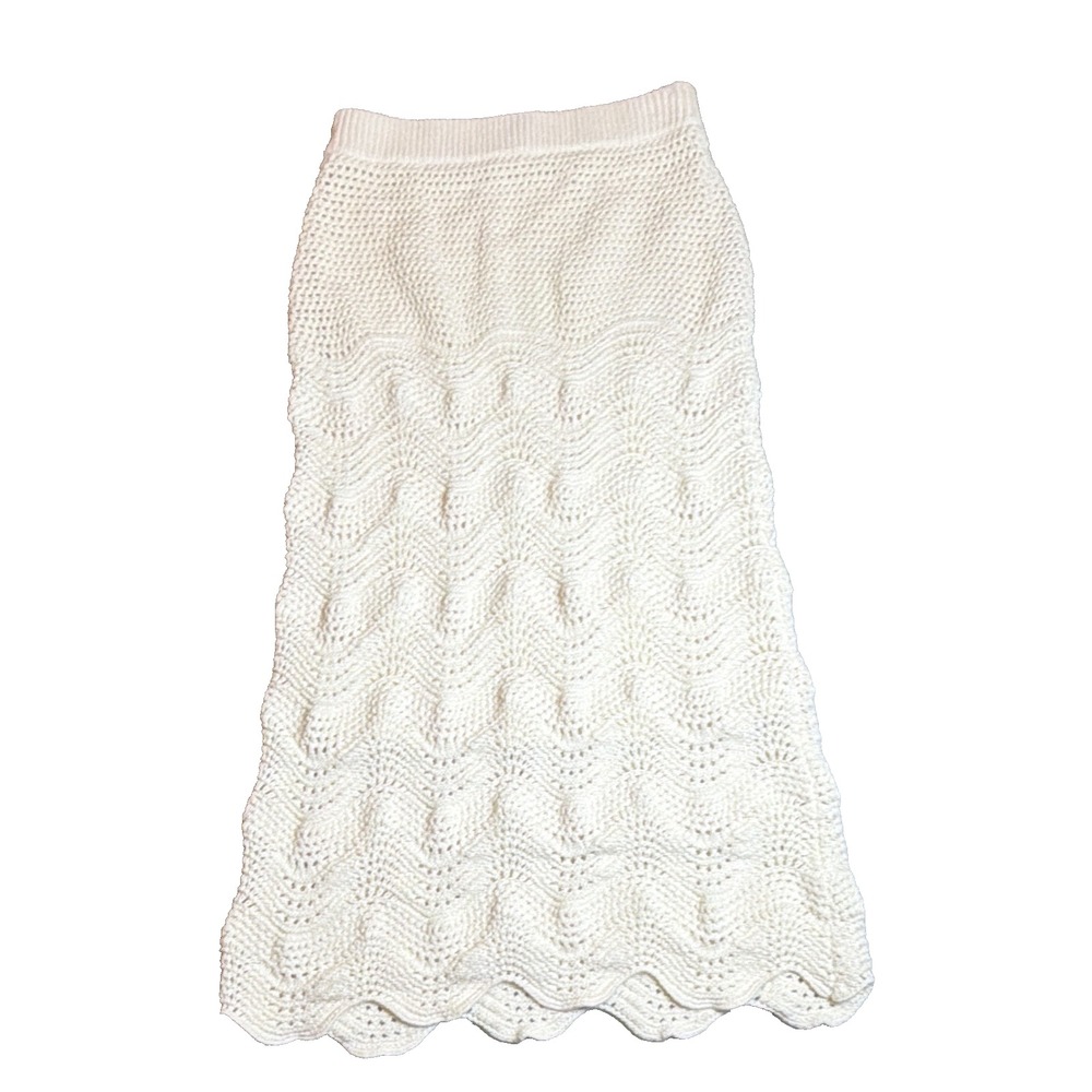 Rachel Zoe Women's Solid Ivory Knit Pull-On Elastic Waist Midi Skirt XS